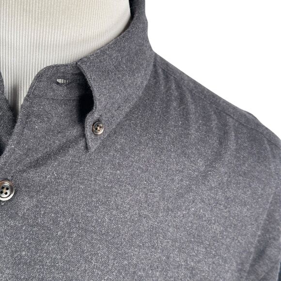 Orvis Chamois Cloth Flannel Shirt Men’s Large Dark Gray Long Sleeve Button-Down - Picture 3 of 9